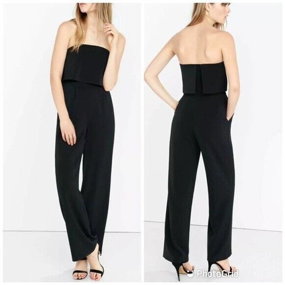 Express Pants - NWT Express Strapless Pleated Wide Leg Jumpsuit Black Women's Size 12 H13203